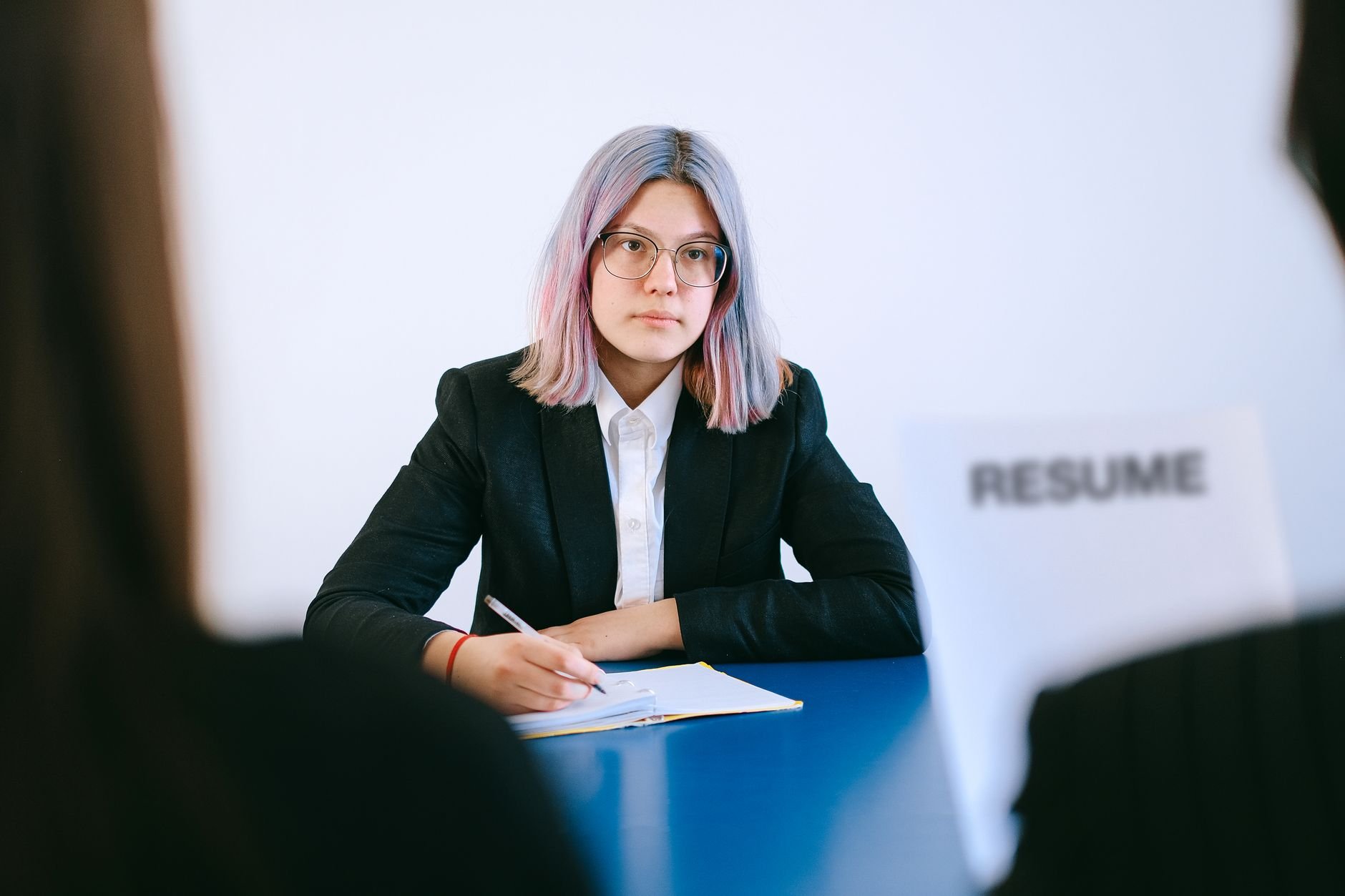 Professional woman in interview setting